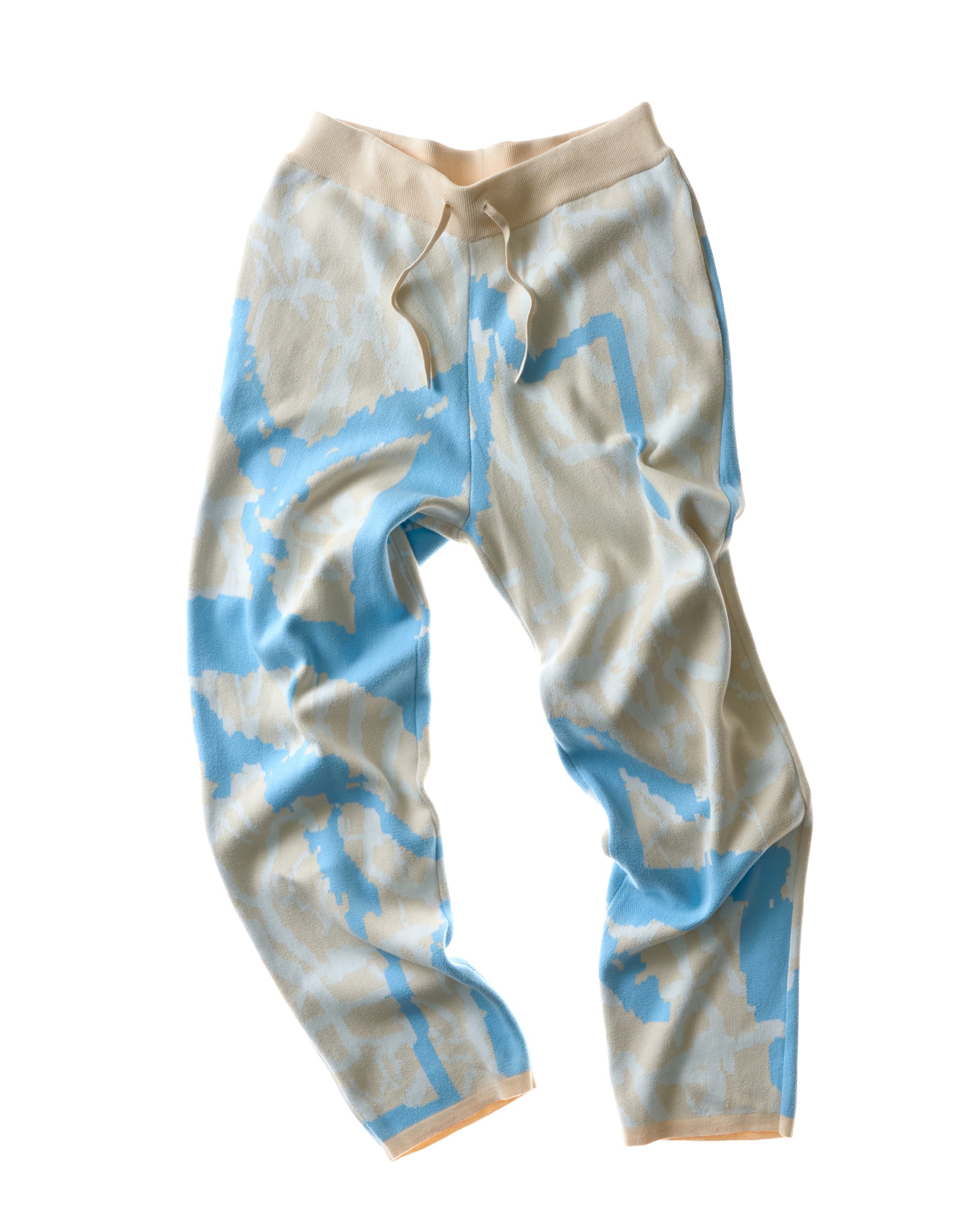 knit joggers abstract - beige/sky