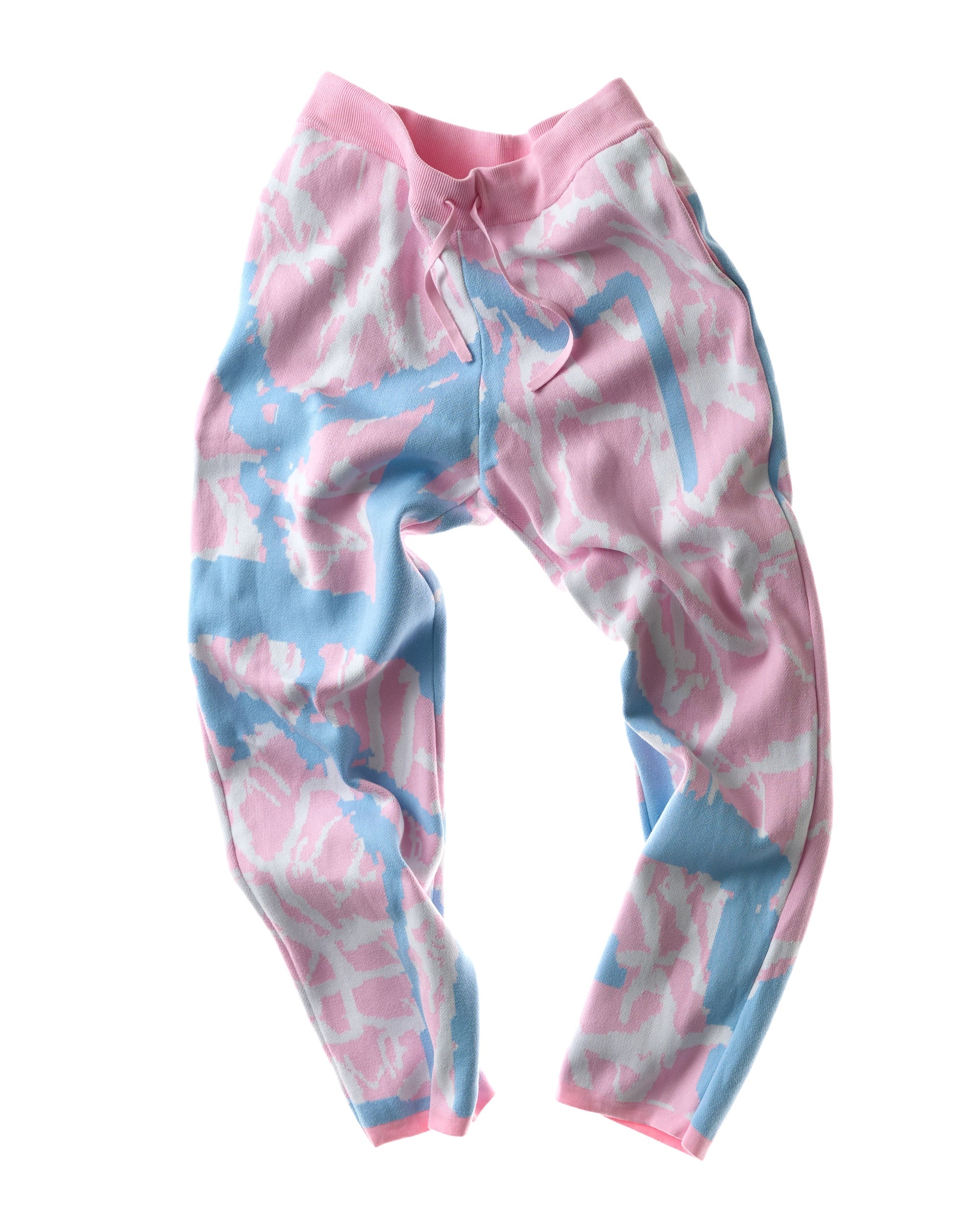 knit joggers abstract - rose/sky