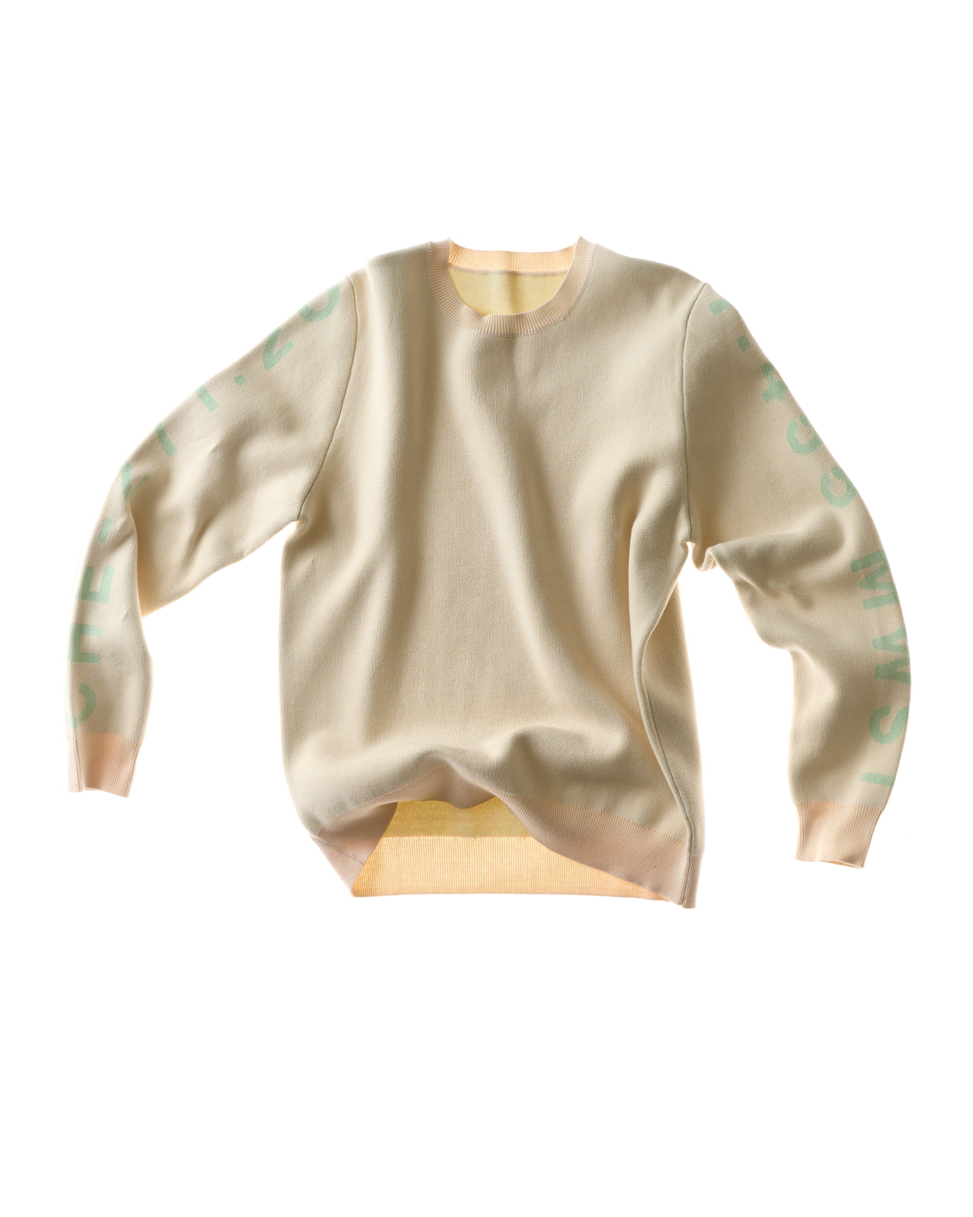 knit crewneck sweater signature - beige/mint