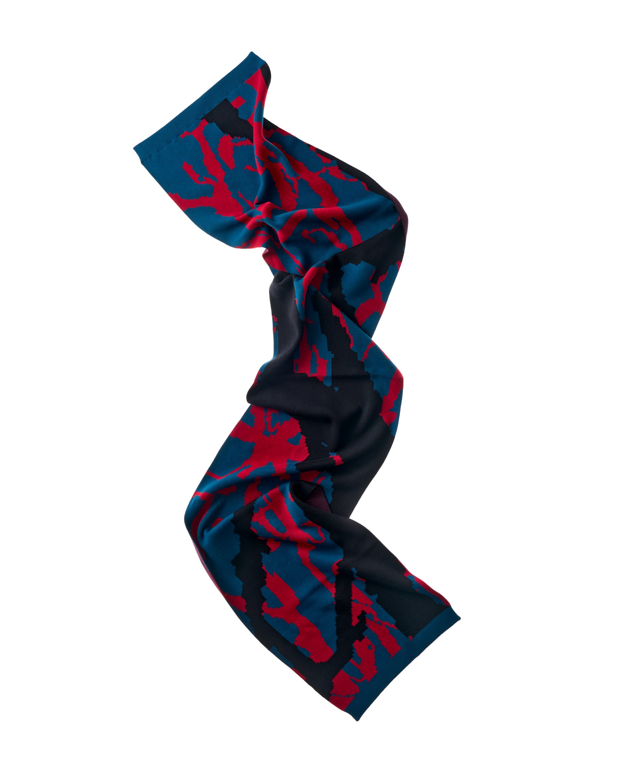 scarf abstract - navy/fire