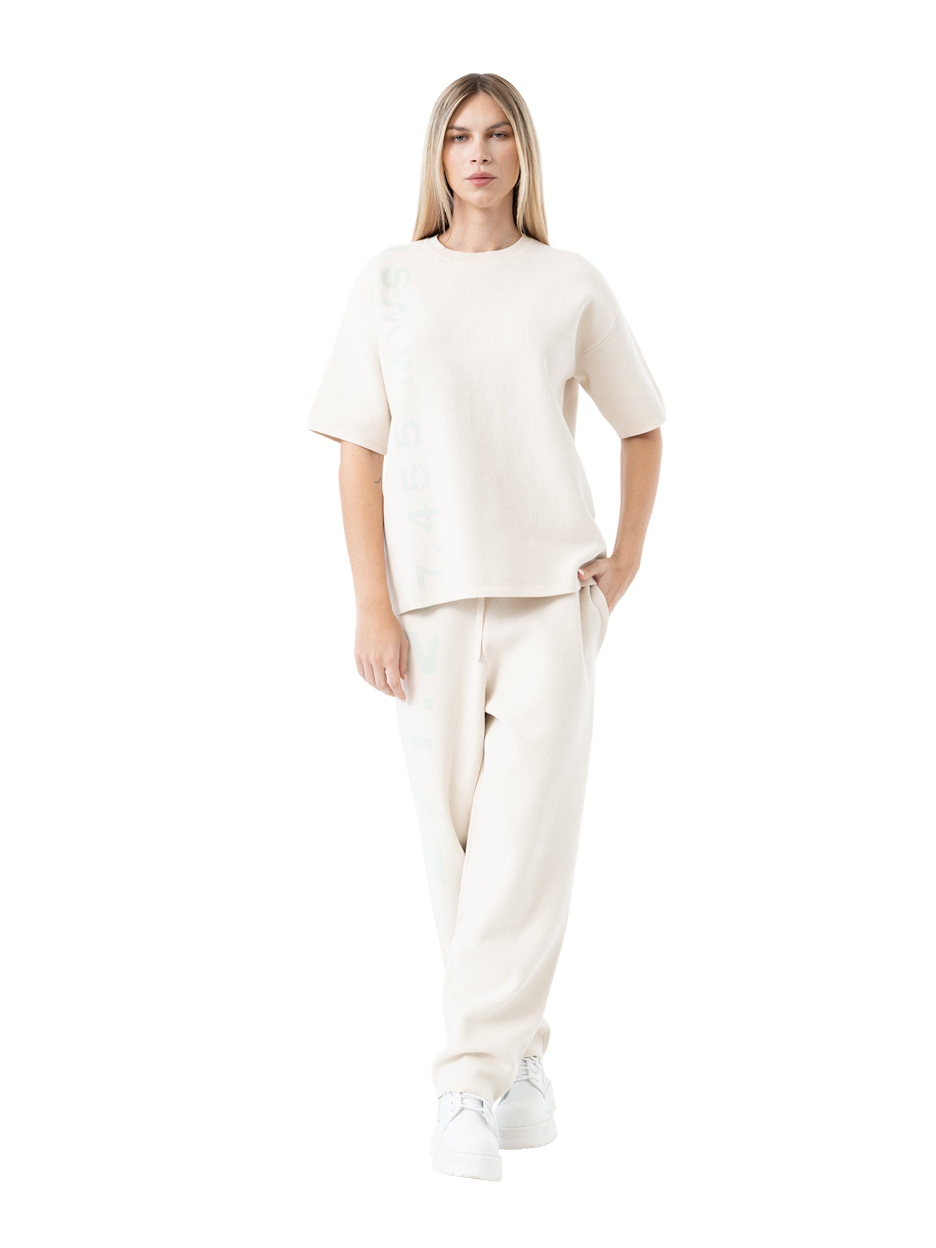 knit joggers signature - beige/mint