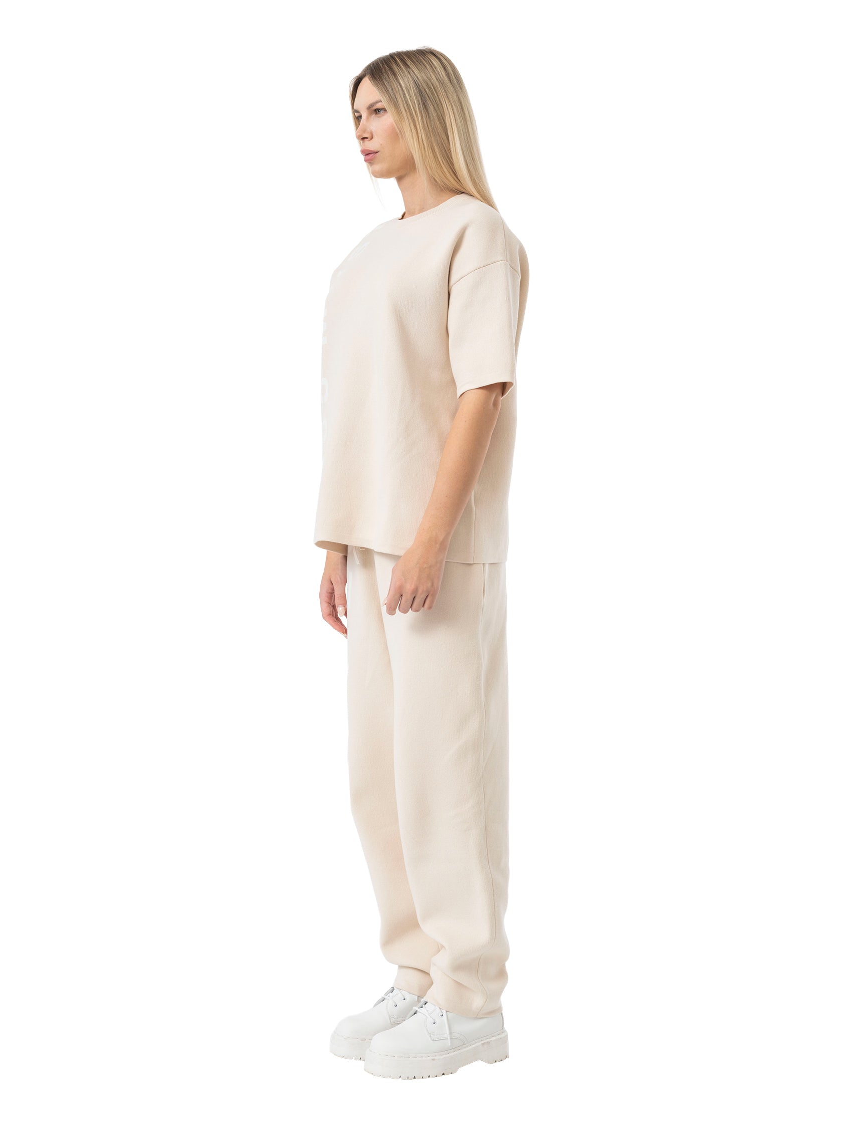 knit joggers signature - beige/white
