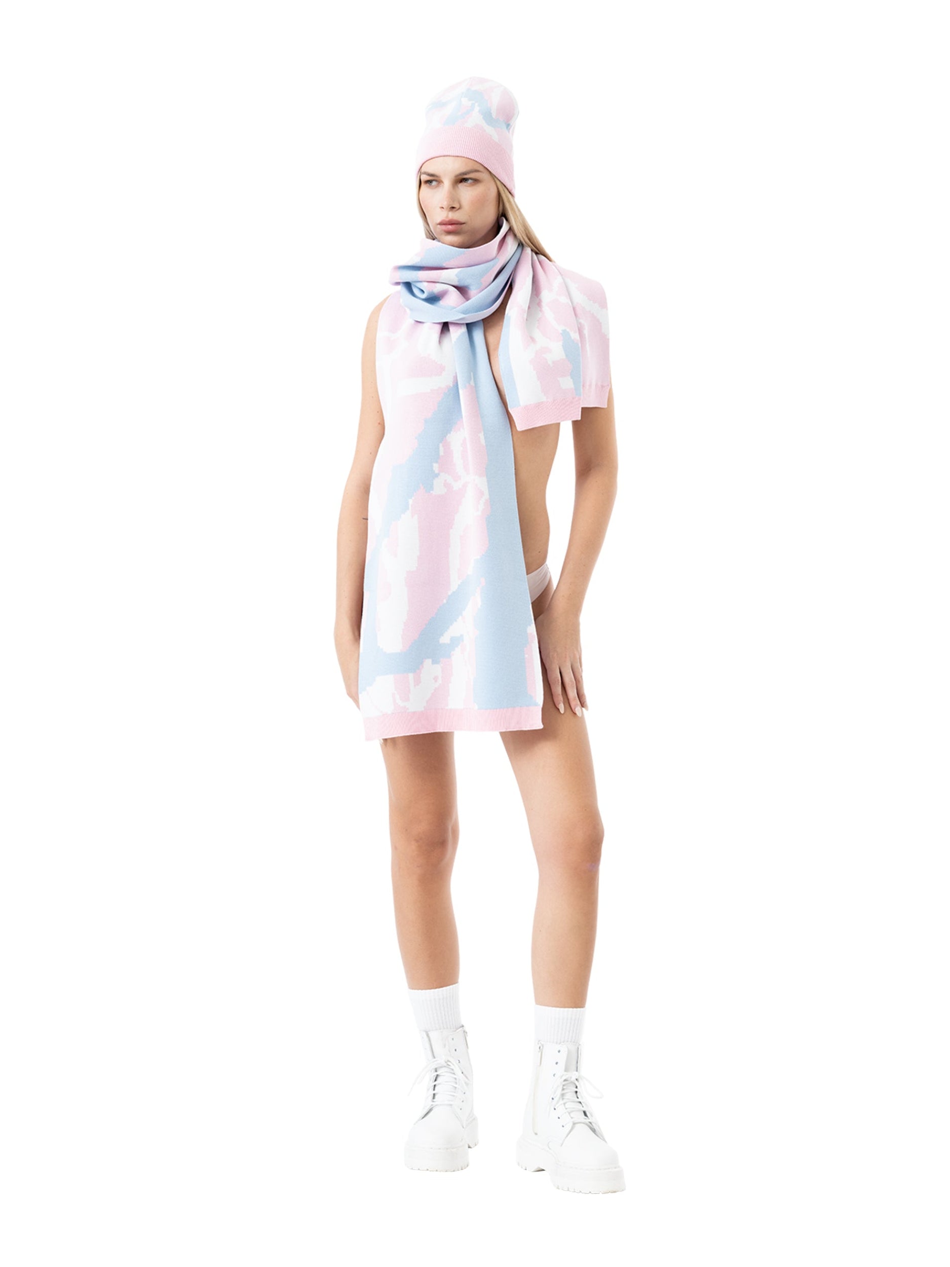scarf abstract - rose/sky