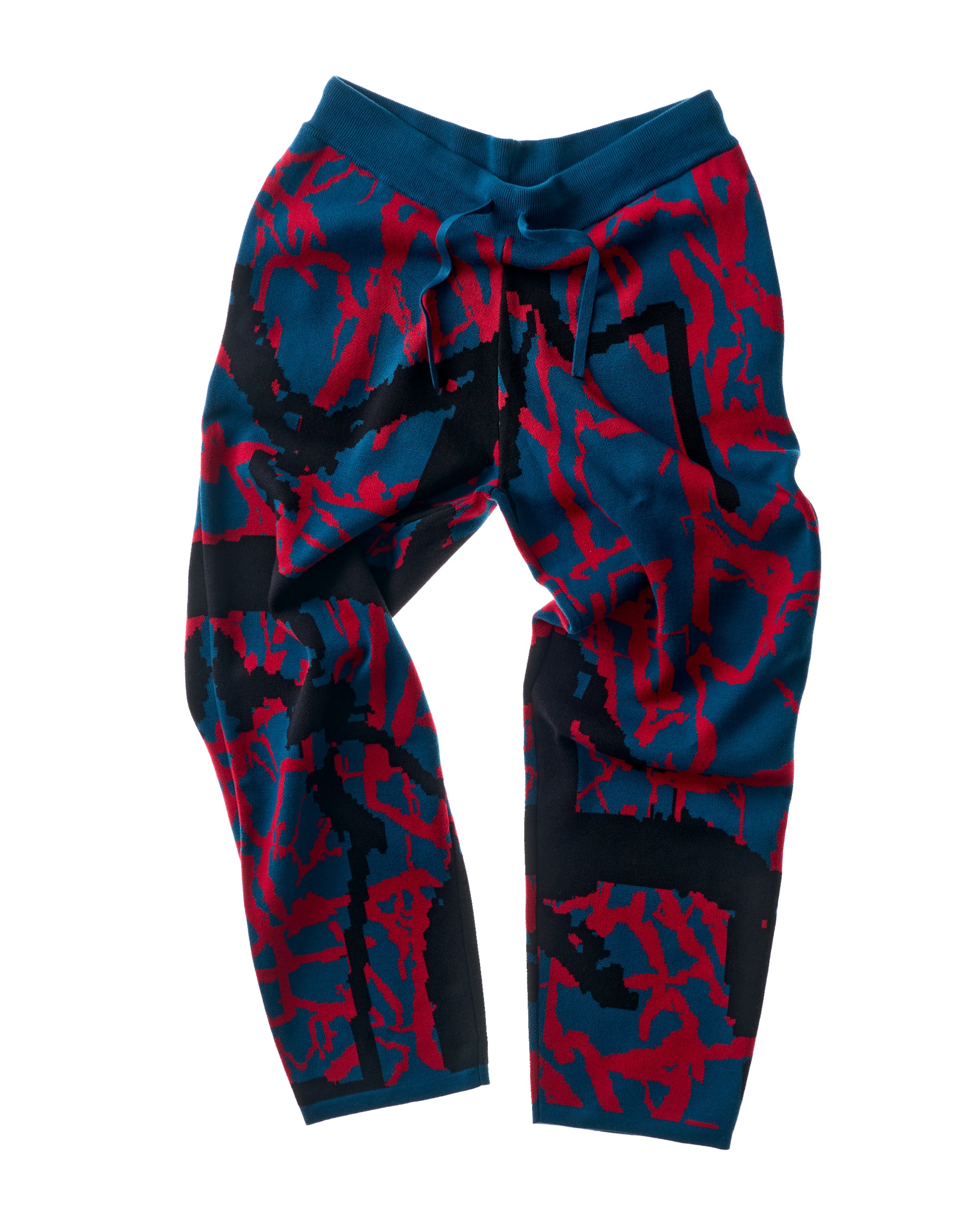 knit joggers abstract - navy/fire