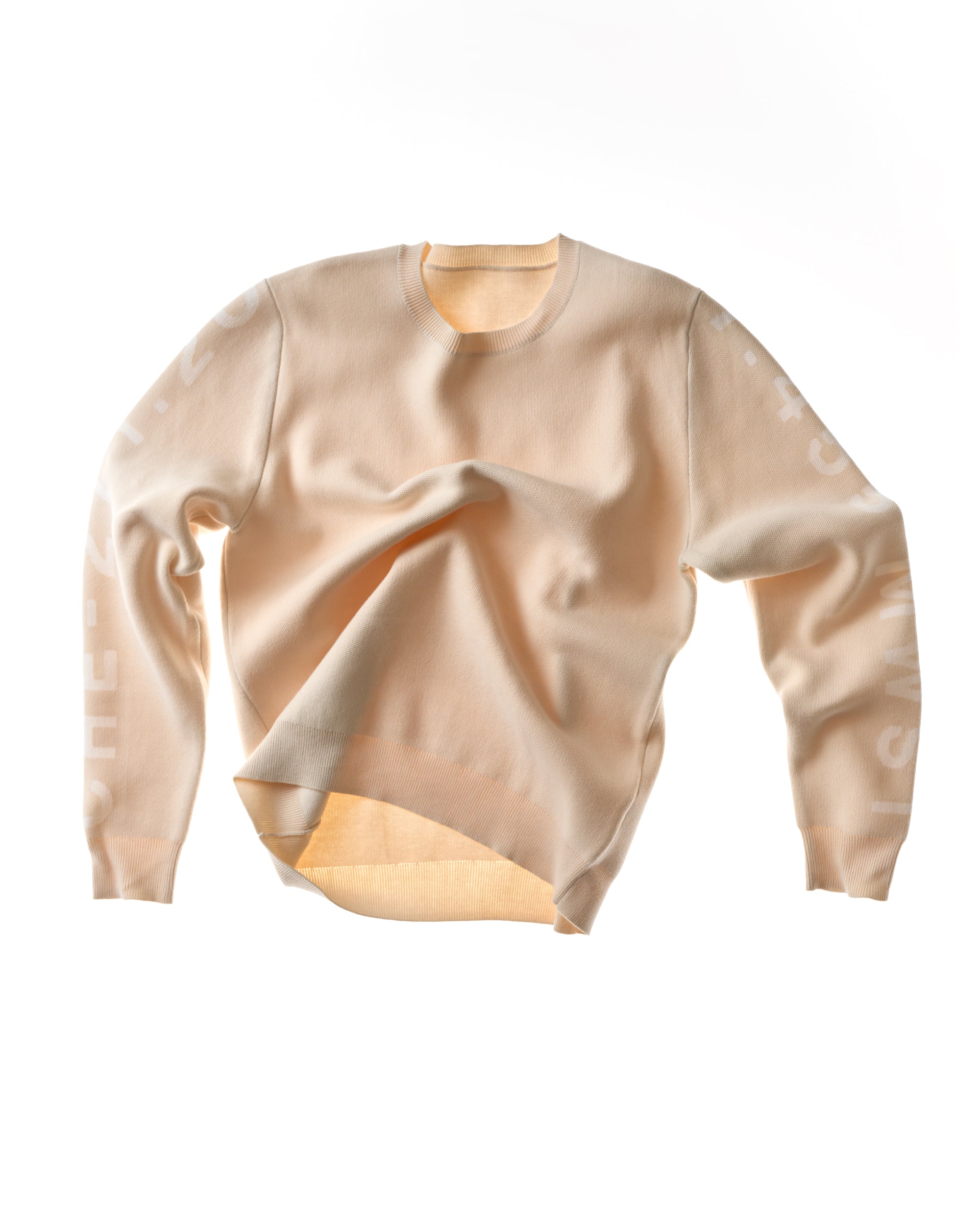 knit crewneck sweater signature - beige/white