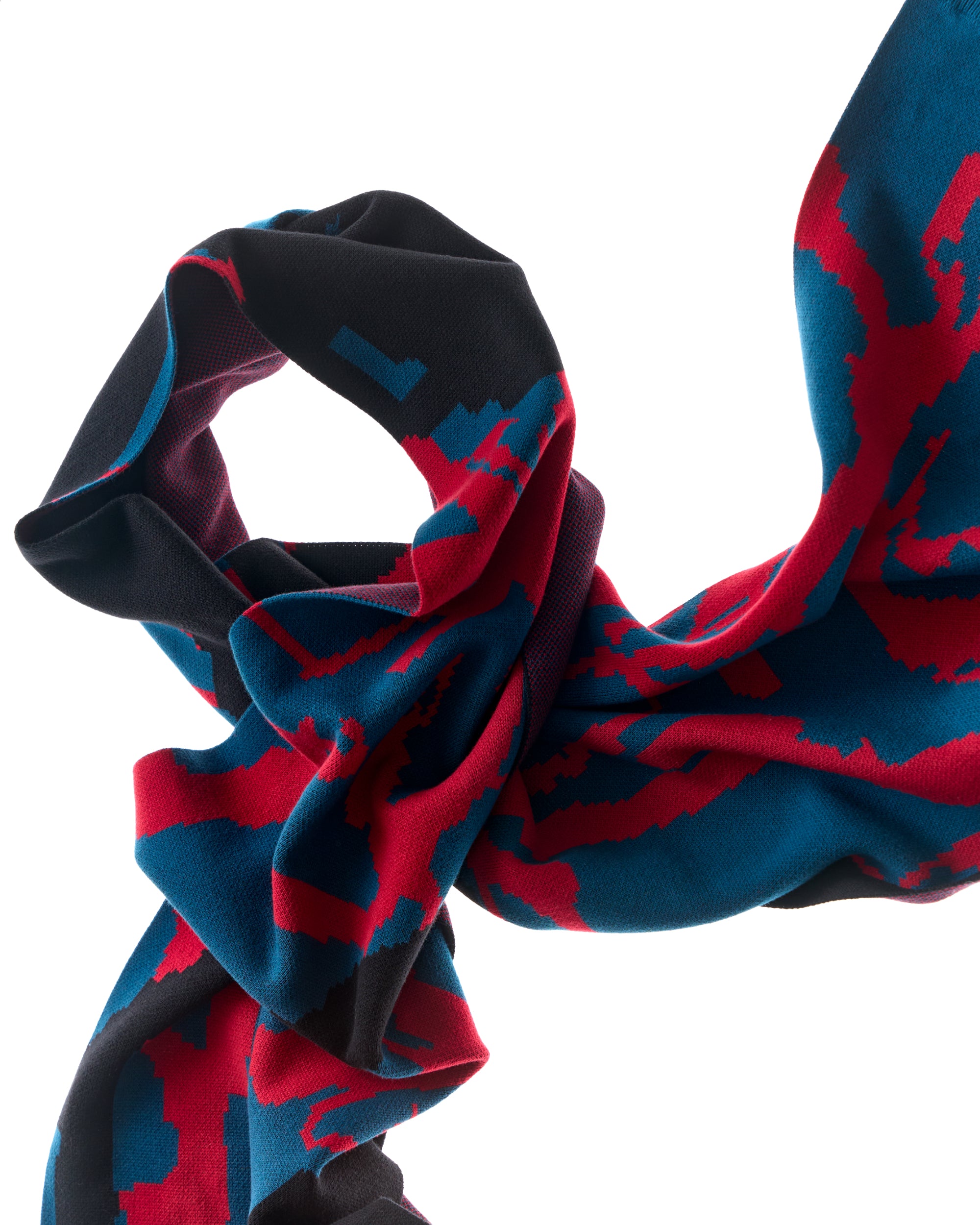 scarf abstract - navy/fire