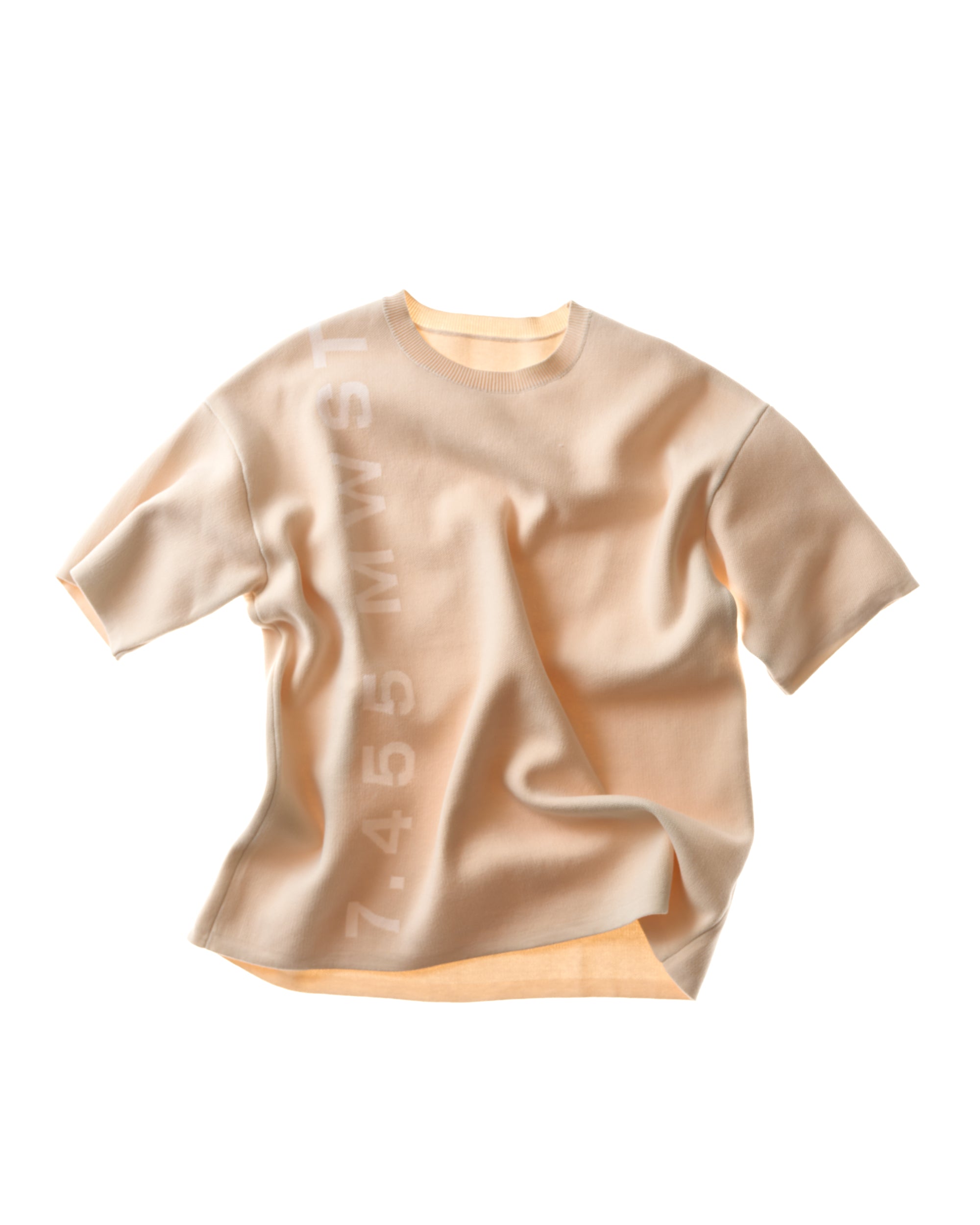 oversized knit T-shirt signature - beige/white