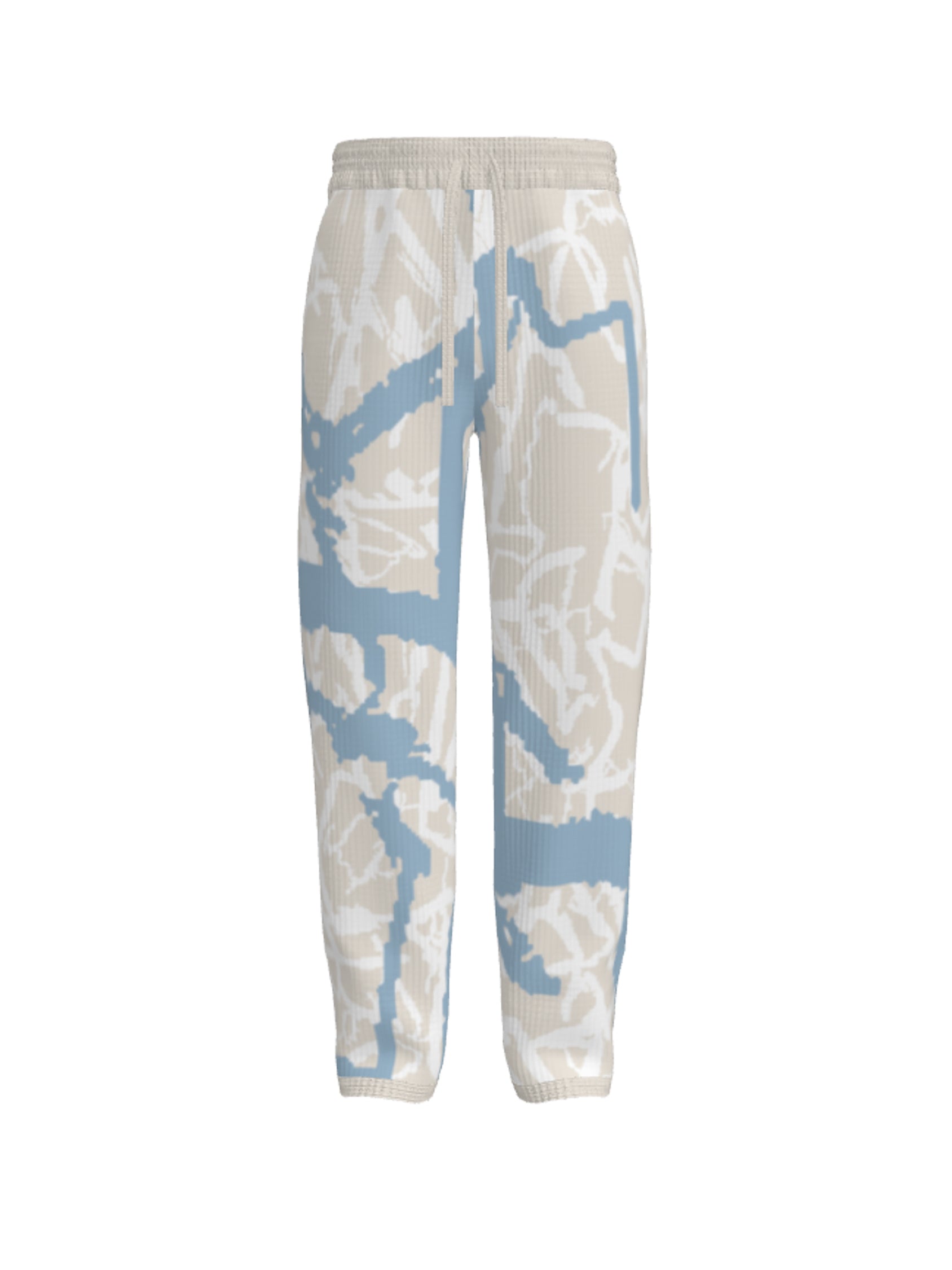 knit joggers abstract - beige/sky
