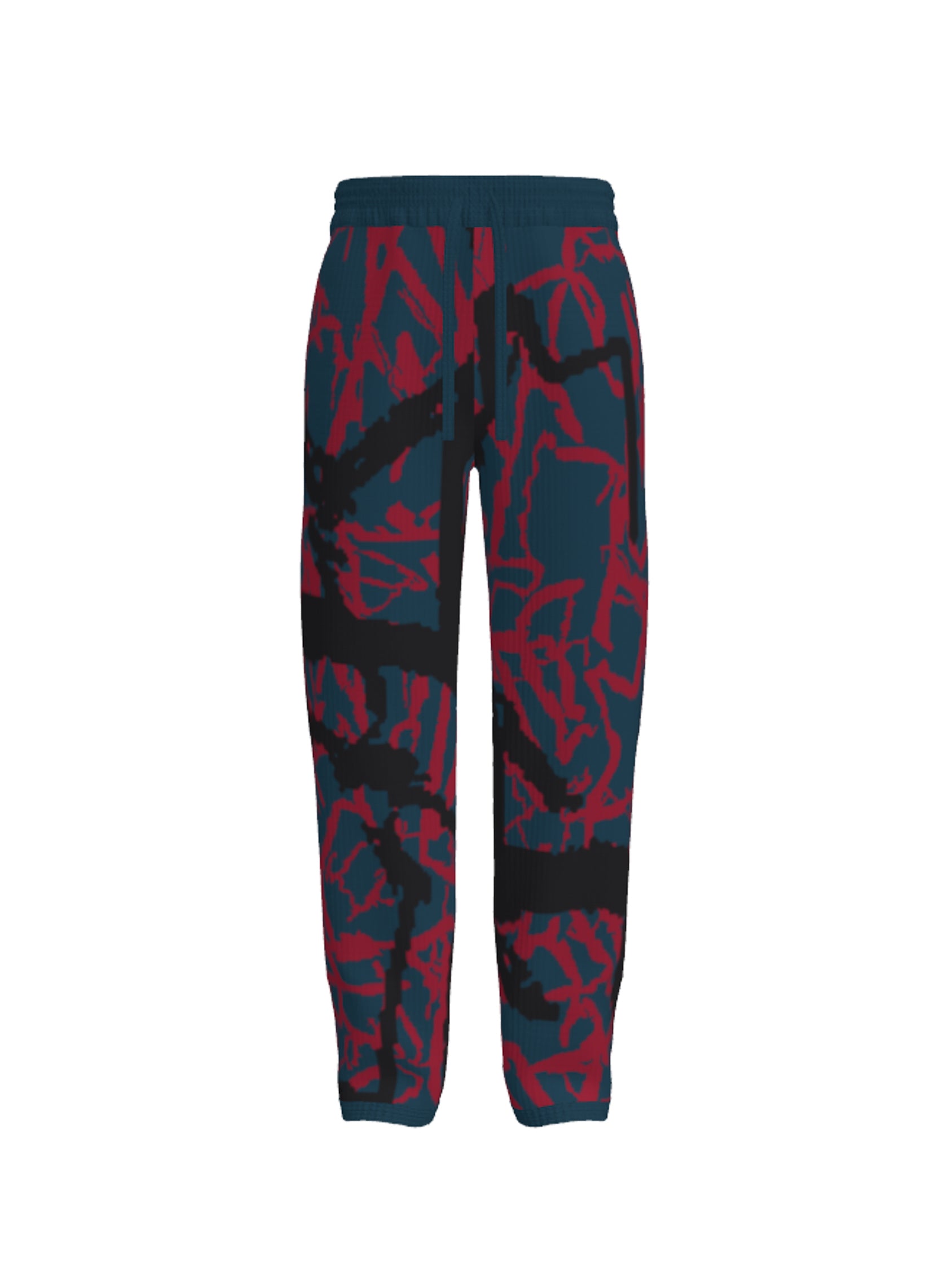 knit joggers abstract - navy/fire
