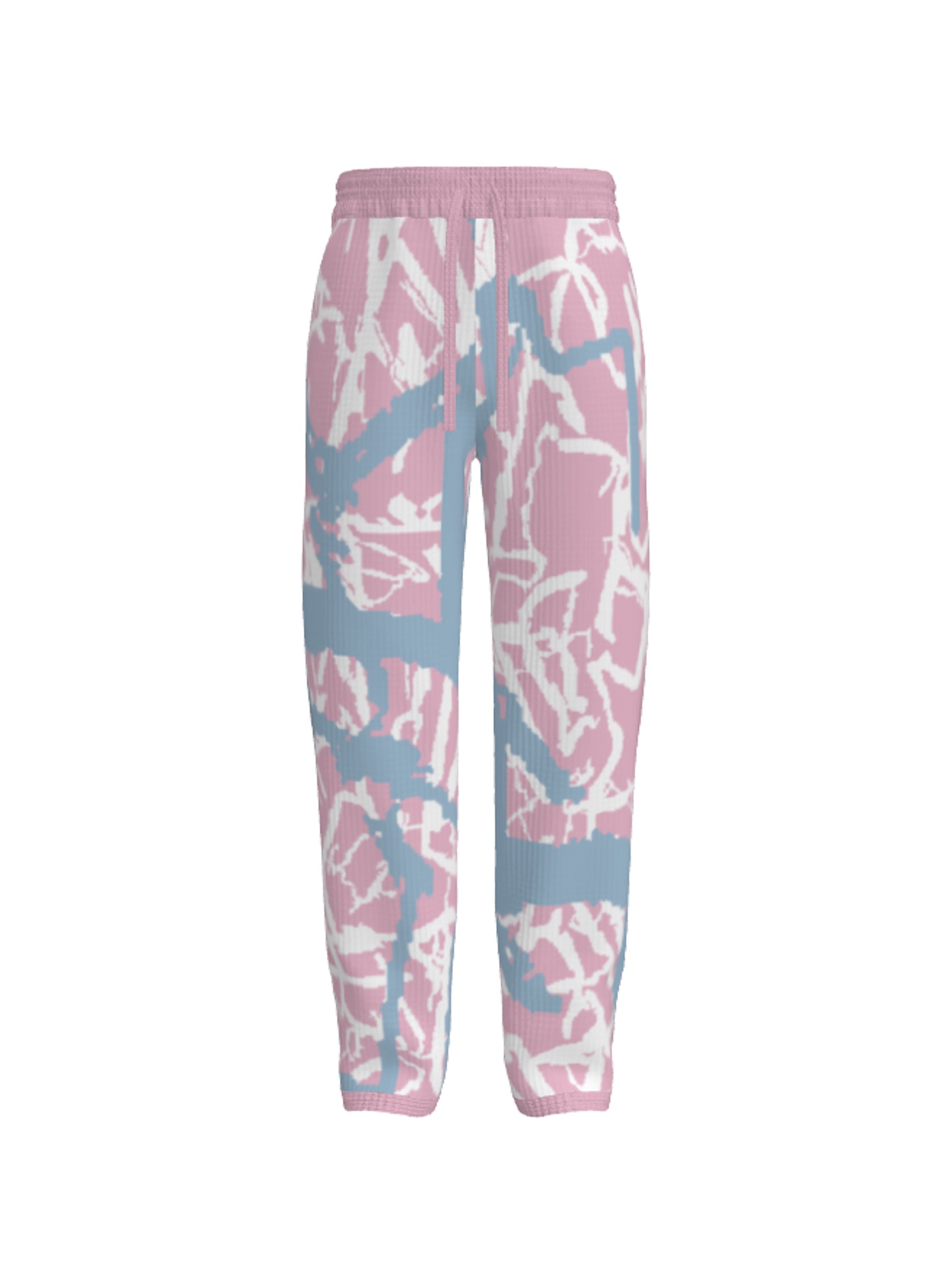 knit joggers abstract - rose/sky