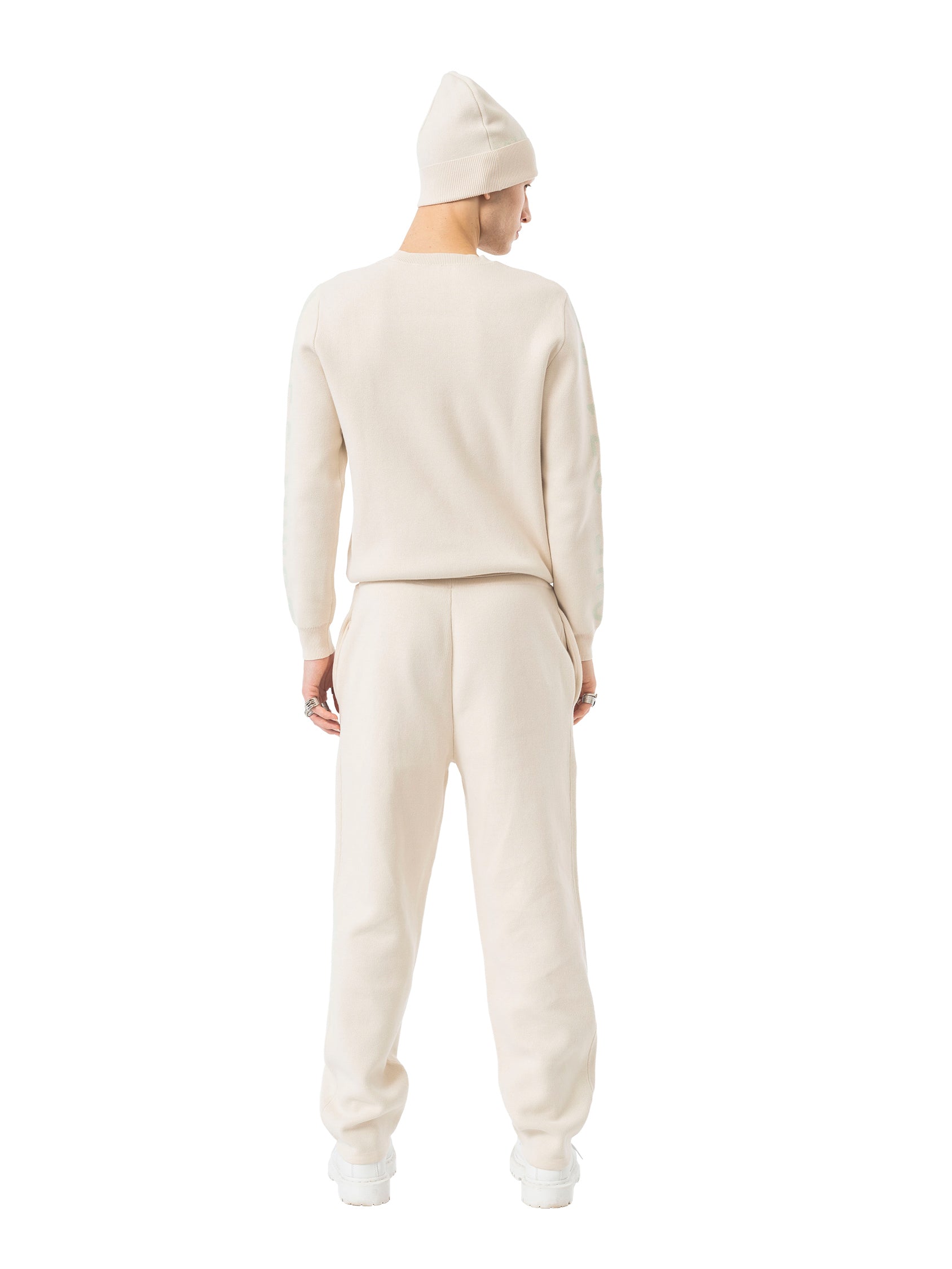 knit crewneck sweater signature - beige/mint
