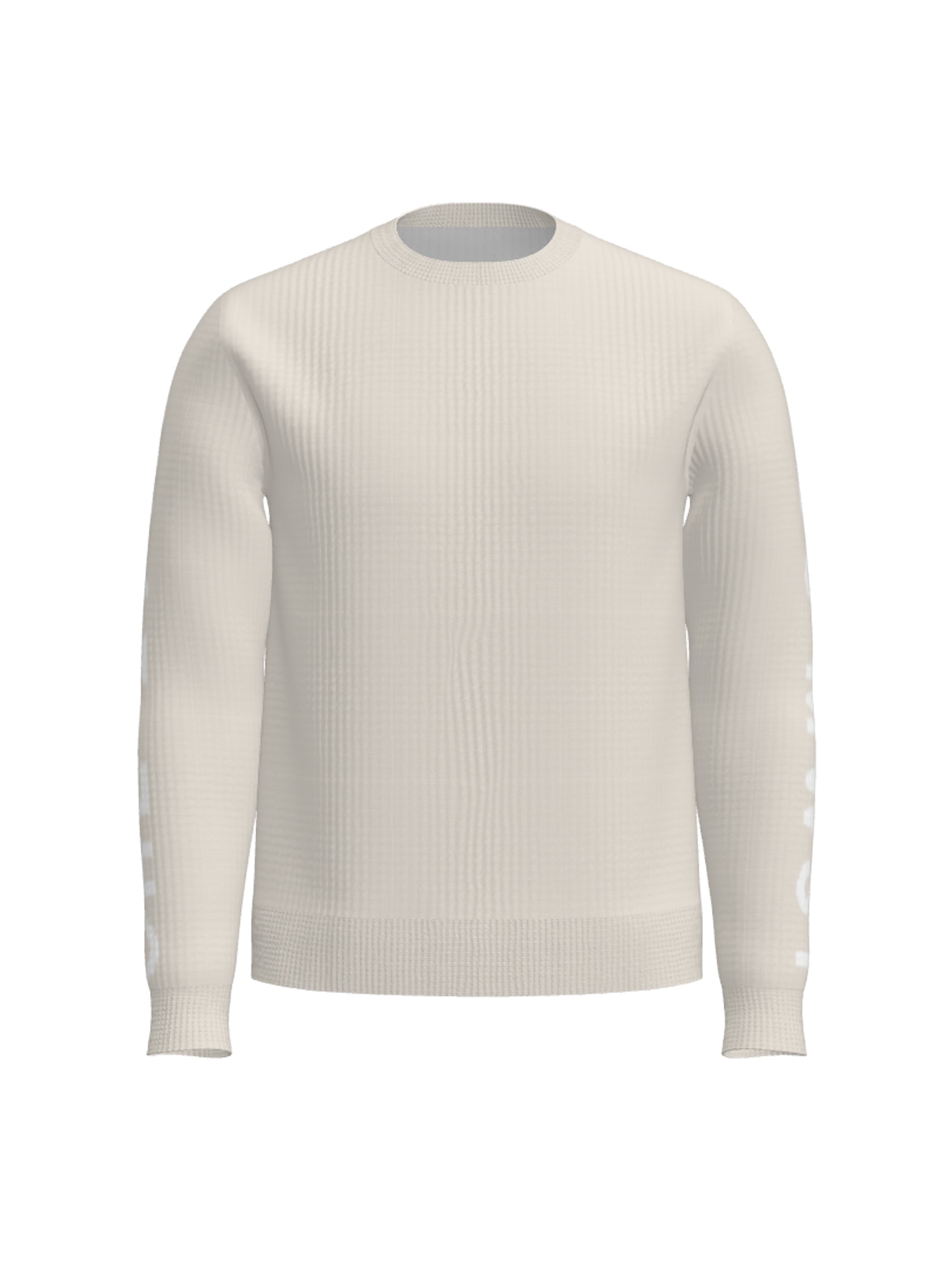 knit crewneck sweater signature - beige/white