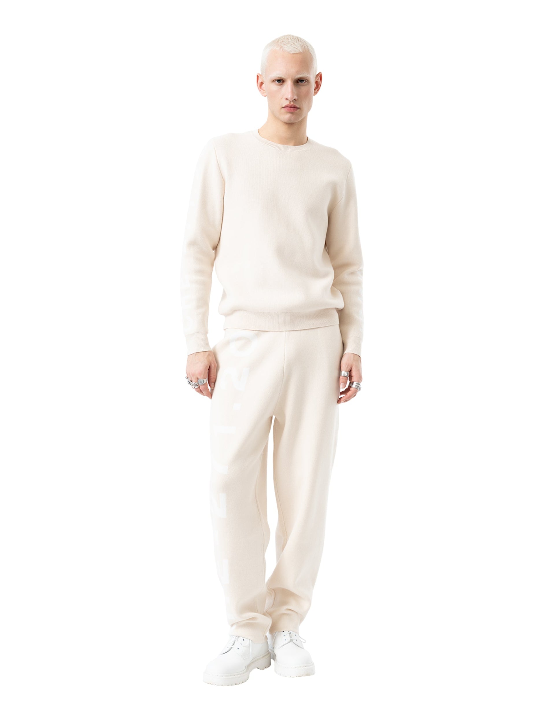 knit joggers signature - beige/white