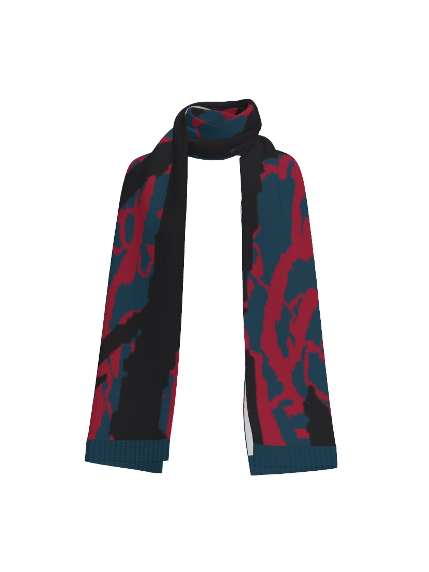 scarf abstract - navy/fire
