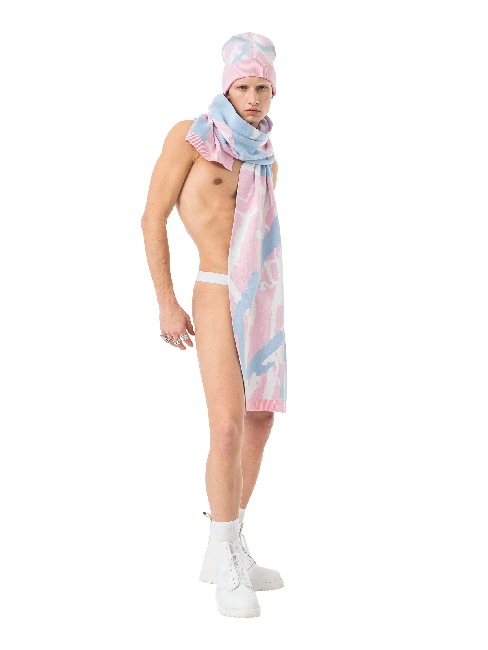scarf abstract - rose/sky
