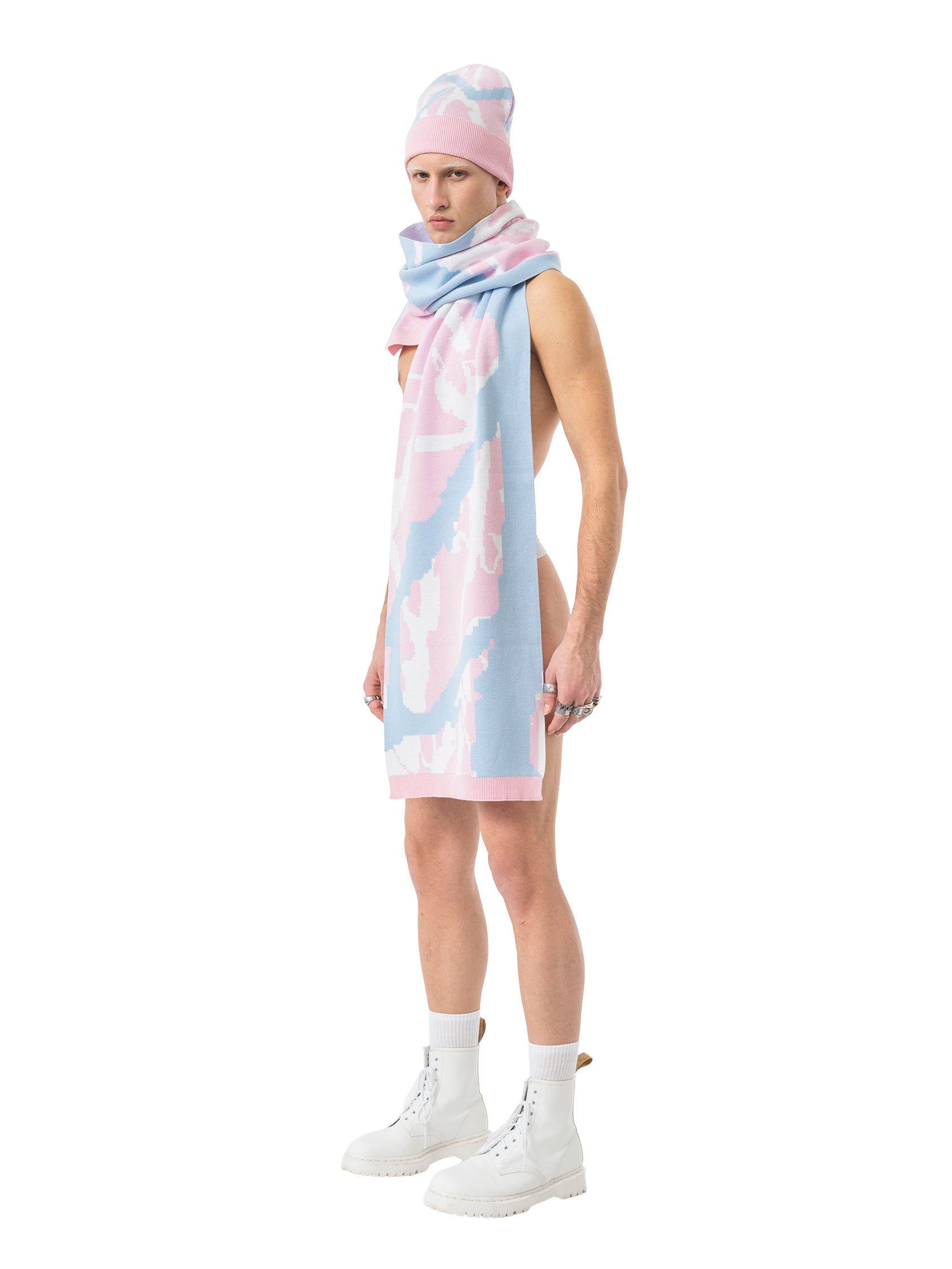 scarf abstract - rose/sky